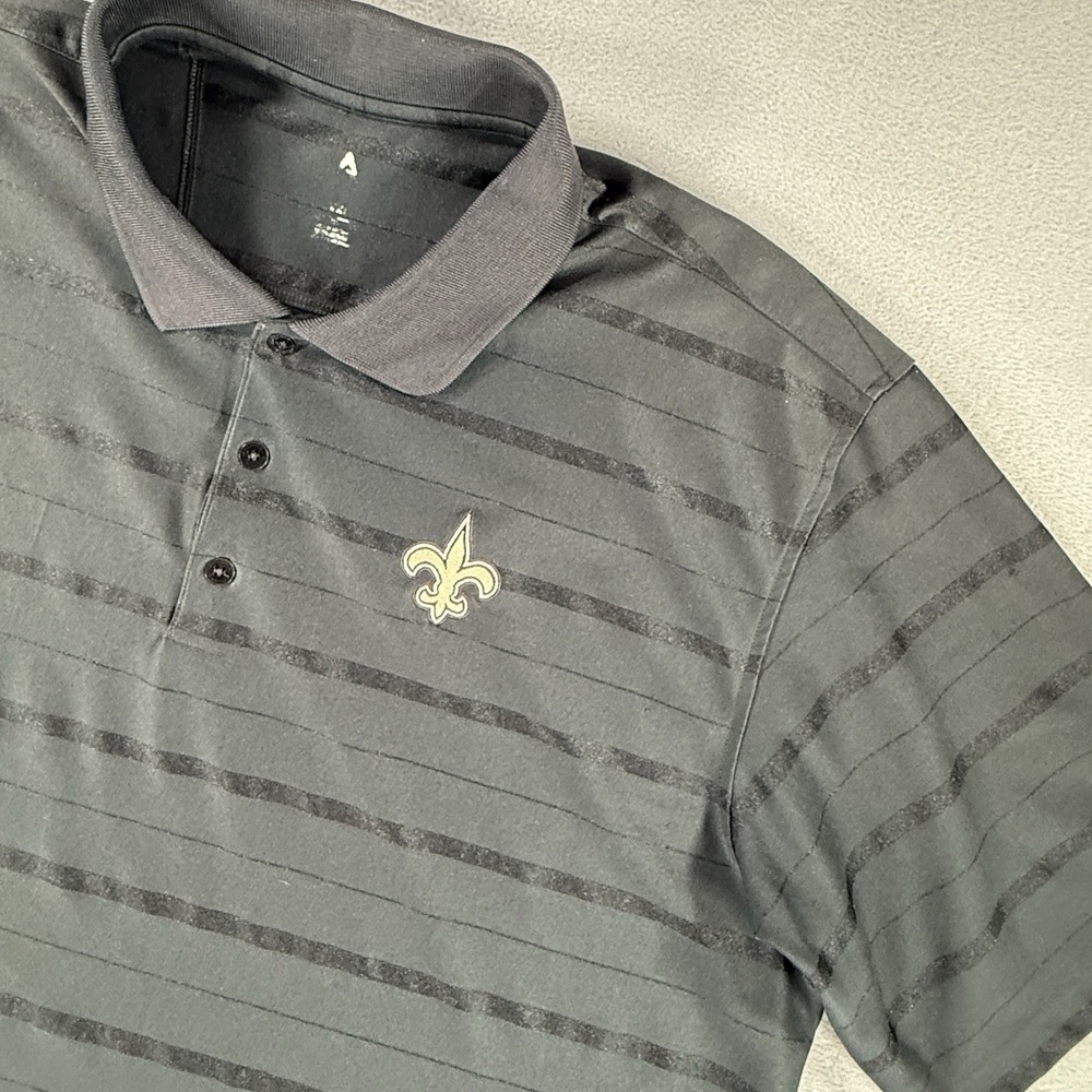 New Orleans Saints Mens Polo Shirt 2XL Black Antigua NFL Football Casual Golf